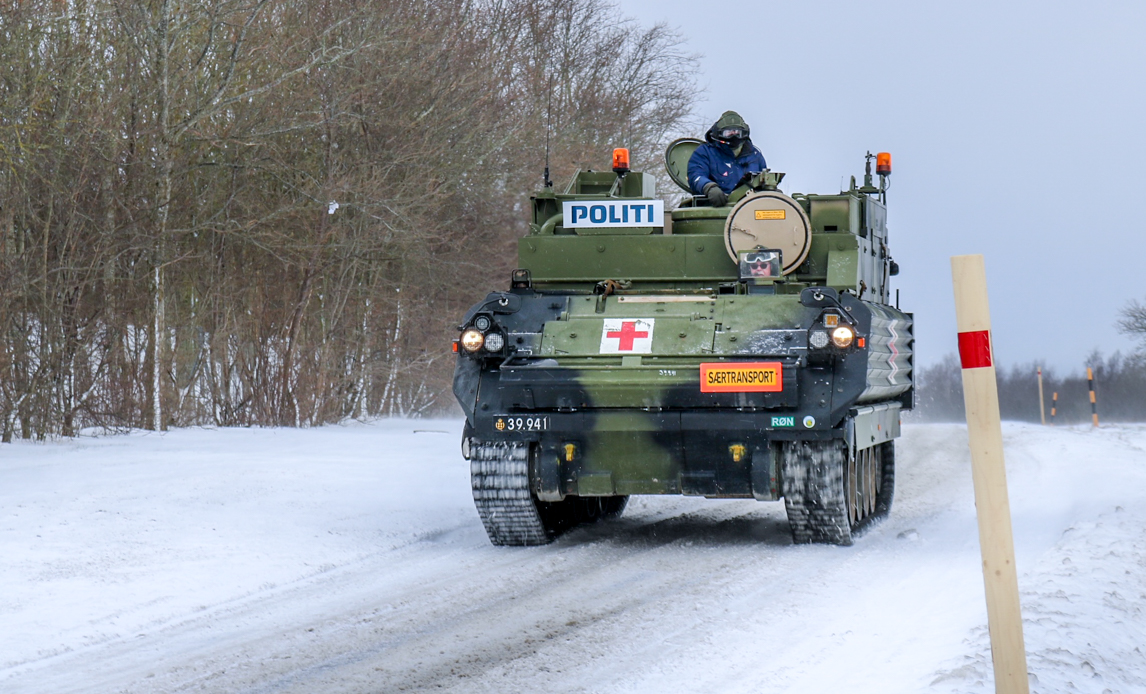 Hærens pansrede mandskabsvogn (PMV) er her indsat på Bornholm.
