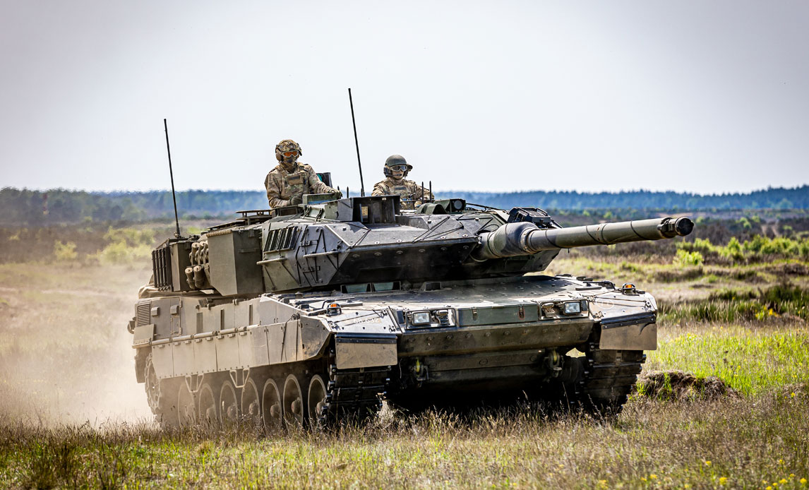 Leopard 2A7 på øvelse i Polen.